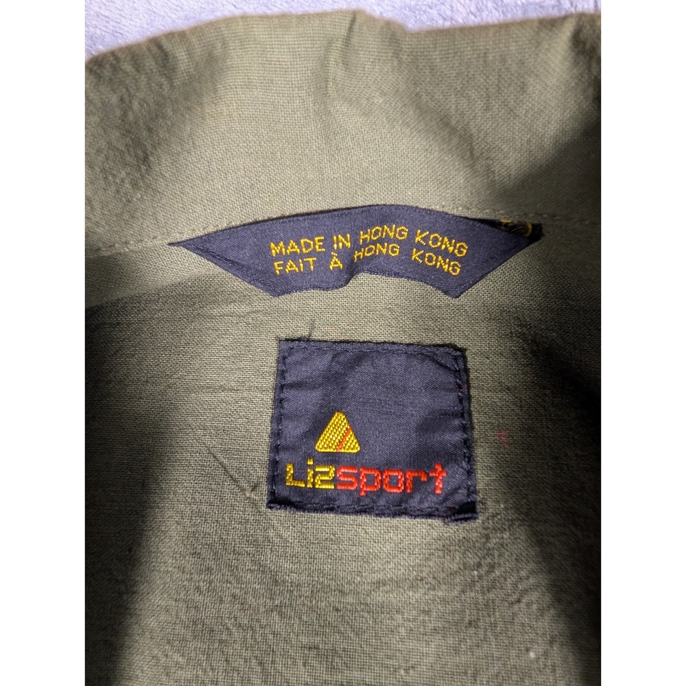 Vintage Lizsport Olive Green Cotton Belted Safari Utility Jacket Women's Large - Picture 5 of 11